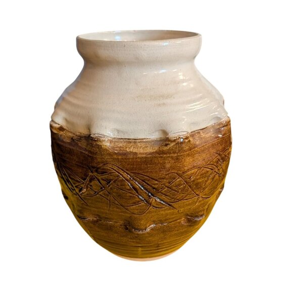 Whiskey Creek Pottery Vase Signed S. Kammerer 1974 Earthy Tone Intricate 3D - Picture 9 of 13